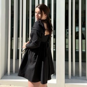 Balconette long sleeve mini dress in black